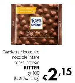 Eurospesa Tavoletta cioccolato nocciole intere senza lattosio RITTER offerta