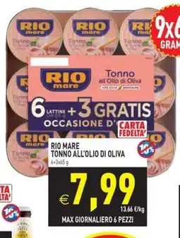 Pim Supermercati Rio Mare Tonno all'Olio di Oliva offerta