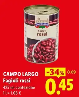 Lidl Campo Largo Fagioli rossi offerta