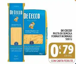 Deco Market De Cecco pasta di semola formati normali offerta