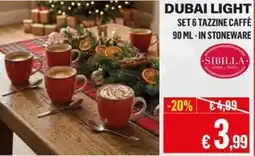 Satur Dubai Light set 6 tazzine caffè in stoneware Sibilla offerta