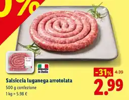 Lidl Salsiccia luganega arrotolata offerta
