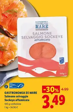 Lidl Gastronomia di mare Salmone selvaggio Sockeye affumicato offerta