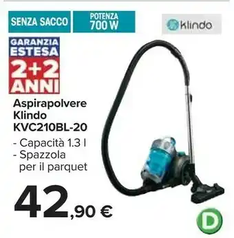 Carrefour Aspirapolvere senza sacco - kvc200pbl-18 offerta
