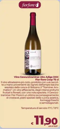 Coop Vino Gewurztraminer Alto Adige DOC Fior fiore Coop offerta