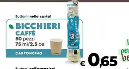 Coop Bicchieri caffè cartoncino offerta