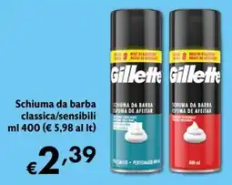 Eurospesa Gillette Schiuma da barba classica/sensibili offerta