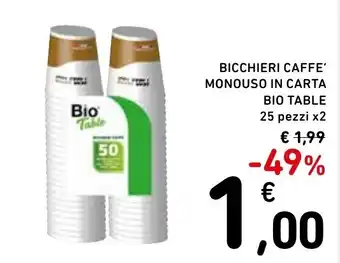 Bicchieri caffè Bio Table