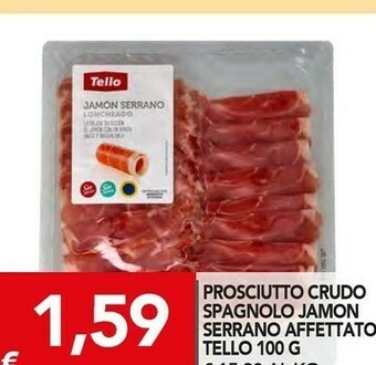 Jamon serrano prosciutto crudo spagnolo affettato tello 100 g