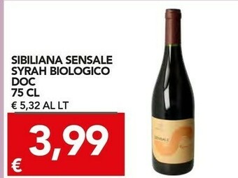 TuoDi Sibiliana sensale syrah bio doc offerta