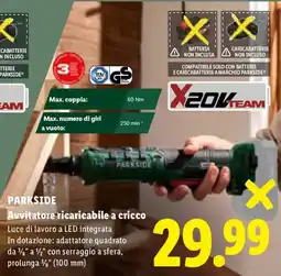 Lidl Avvitatore ricaricabile a cricco Parkside offerta