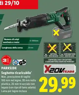Lidl Seghetto ricaricabile Parkside offerta
