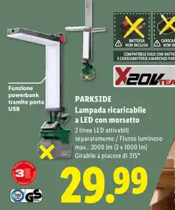 Lidl Lampada ricaricabile a LED con morsetto Parkside offerta