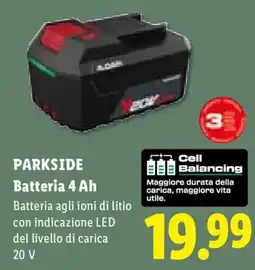 Lidl Parkside Batteria 4 Ah offerta