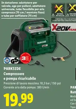 Lidl Parkside Compressore e pompa ricaricabile offerta