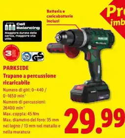 Lidl Parkside Trapano a percussione ricaricabile offerta