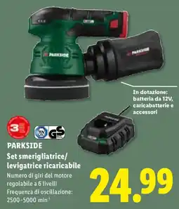 Lidl Parkside set smerigliatrice/levigatrice ricaricabile offerta