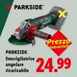 Lidl Parkside smerigliatrice angolare ricaricabile offerta