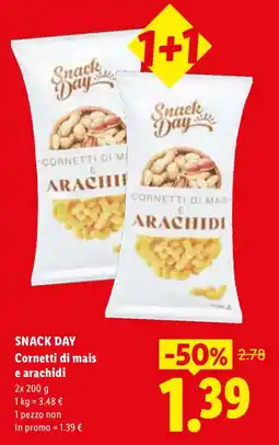 Lidl Snack Day Cornetti di mais e arachidi offerta