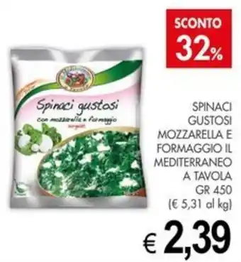 Spinaci gustosi con mozzarella e formaggio