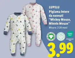 Lidl Lupilu Pigiama intero da neonati "Mickey Mouse, Minnie Mouse" offerta
