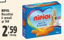 Rossotono Carrefour Nipioli biscottini 6 cereali offerta