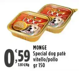 Rossotono Carrefour Monge Special dog patè offerta