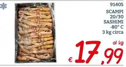 Zona Scampi sashimi offerta