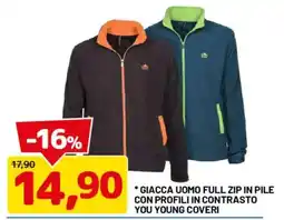 DPiù Giacca uomo full zip in pile You Young Coveri offerta
