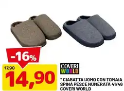 DPiù Ciabatta uomo con tomaia spina pesce numerata Coveri World offerta