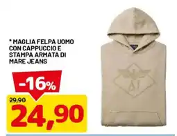 DPiù Maglia felpa uomo con cappuccio e stampa armata di mare jeans offerta