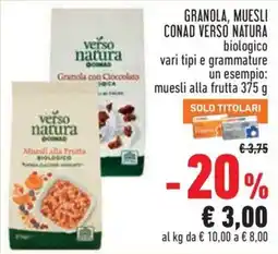 Conad City Muesli alla Frutta verso natura offerta