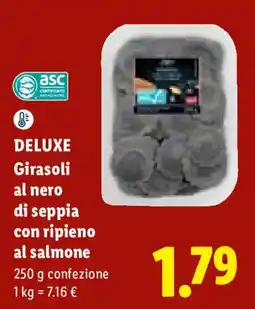 Lidl Deluxe Girasoli al nero di seppia con ripieno al salmone offerta