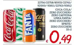 Zona Coca-Cola/Zero Zuccheri/Zero Caffeina Linea Fanta/Zero Zuccheri/Sprite/Zero Zuccheri offerta