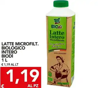 TuoDi Biodì - latte fresco intero microfiltrato biologico 1000 g(ml) offerta