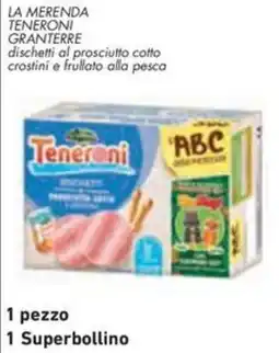 Conad City Teneroni dischetti al prosciutto cotto crostini e frullato alla pesca offerta