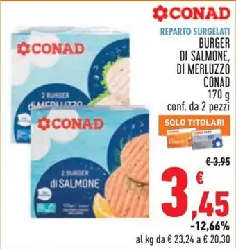 Burger di salmone, di merluzzo Conad