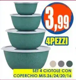 Giunigor Set 4 ciotole con coperchio offerta