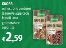 Futura Supermercati Knorr minestrone verdure legumi/zuppa ceci/fagioli latta offerta