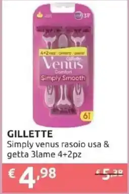 PiùMe Gillette Simply Venus rasoio usa & getta 3 lame offerta