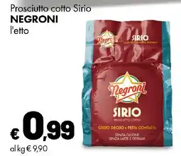 Supermercati Vinci Prosciutto cotto Sirio Negroni offerta
