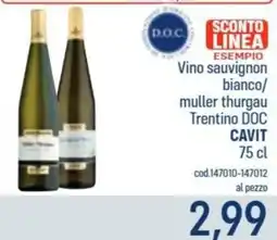 Talento Professional Store Vino sauvignon bianco/muller thurgau Trentino DOC Cavit offerta