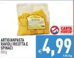 Iperfamily Artigianpasta Ravioli Ricotta e Spinaci offerta