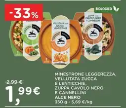 Poli Minestrone leggerezza, vellutata zucca e lenticchie, zuppa cavolo nero e cannellini Alce Nero offerta
