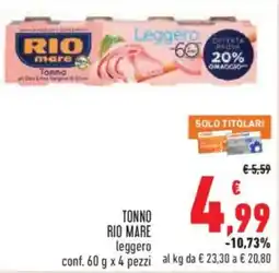 Conad Superstore Tonno Rio Mare leggero offerta