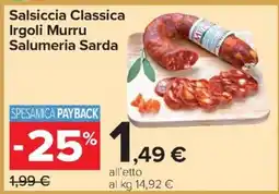 Carrefour Iper Salsiccia Classica Irgoli Murru offerta