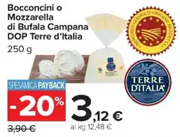 Carrefour Iper Bocconcini o Mozzarella di Bufala Campana DOP Terre d'Italia offerta