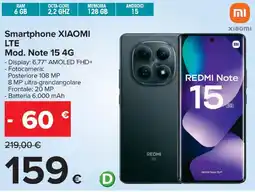 Carrefour Iper Smartphone XIAOMI REDMI Note 15 4G offerta