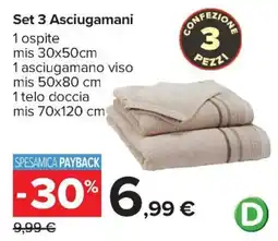 Carrefour Iper Set 3 Asciugamani offerta