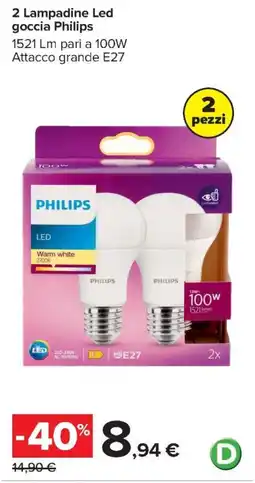 Carrefour Iper Lampadine Led goccia Philips offerta